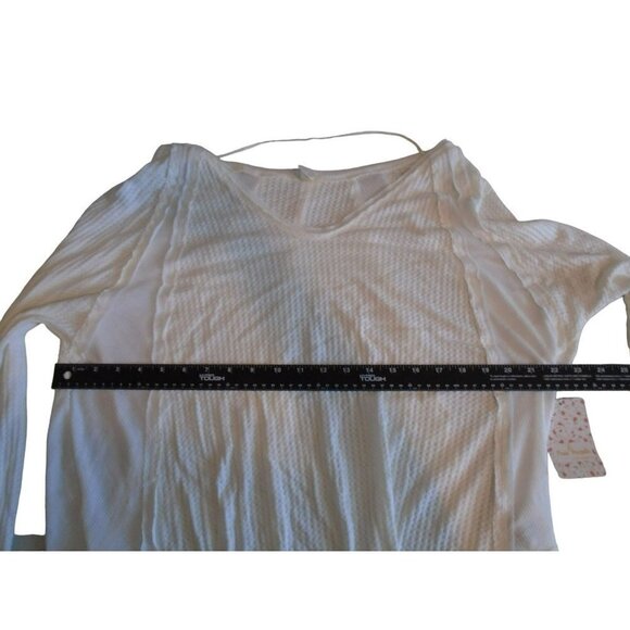 Free People We The Free Waffle Weave Long Sleeve Tee - L - Ivory - Picture 8 of 9